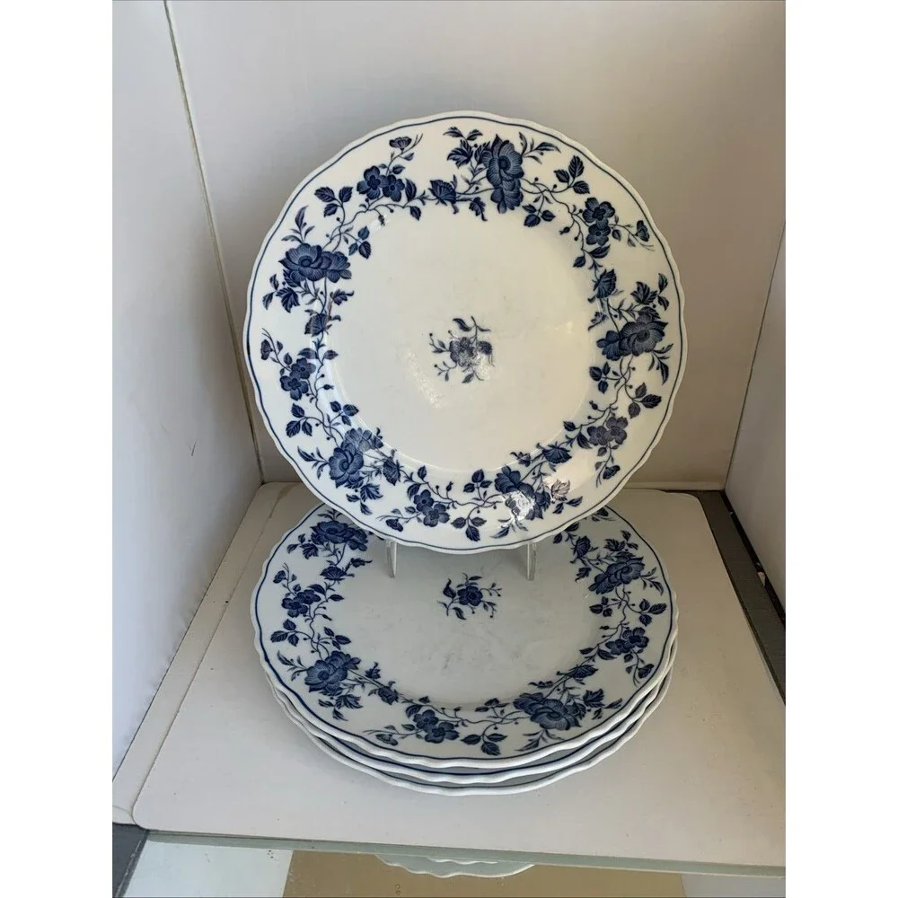 4 Royal Meissen Fine China Blue/White Bread & Butter Desert Plates 6.5